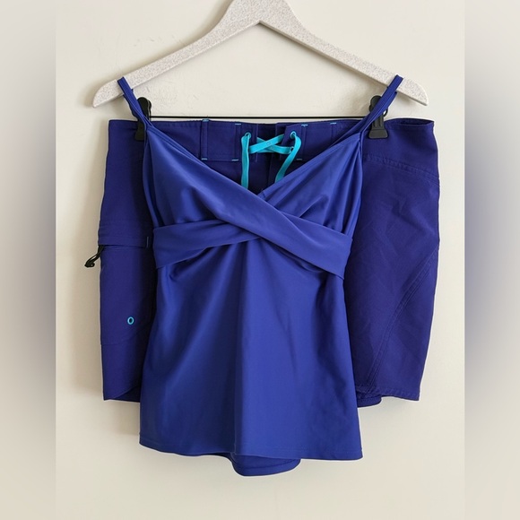 Athleta Swim Set Twister Tankini Top Sz 36B and Clearwater Board Shorts size 10 - Picture 1 of 13